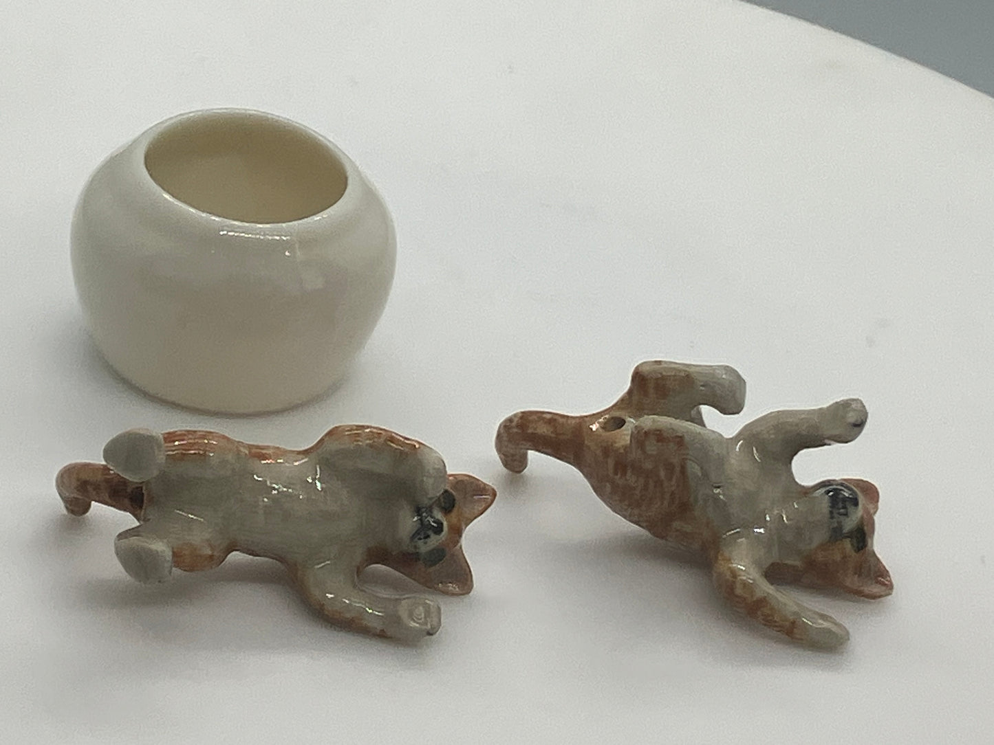 Miniature Porcelain Cats Kittens Figurines Ginger Kittens Cats In Jar