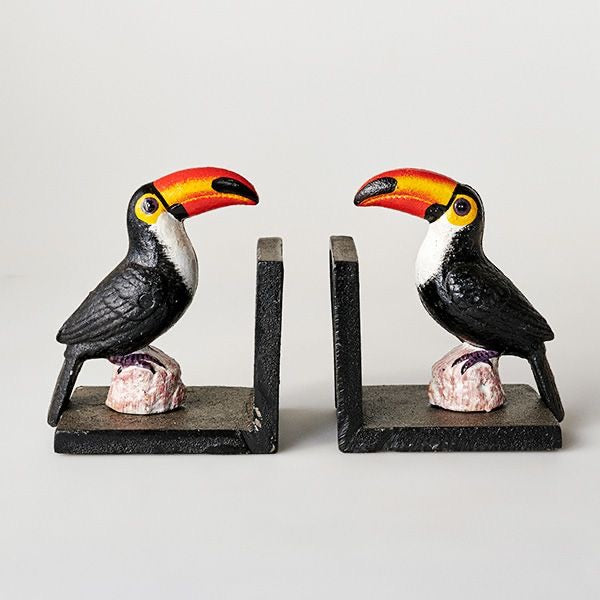 Toucan Birds Black Cast Iron Bookends