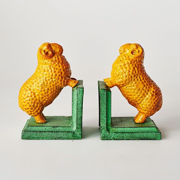 Golden Fleece Ram Cast Iron Bookends Green Base