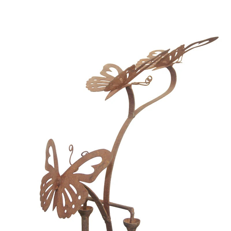 Garden Stake Balancing Butterflies Rustic Finish