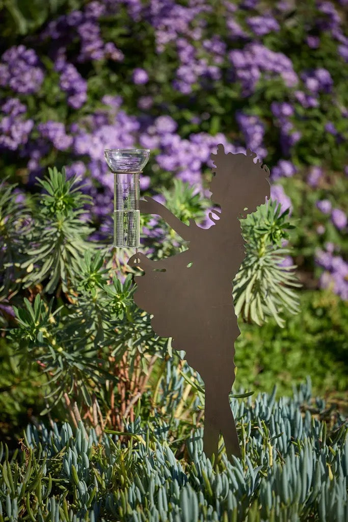 Rusty Boy/Girl Rain Gauge Set of 2