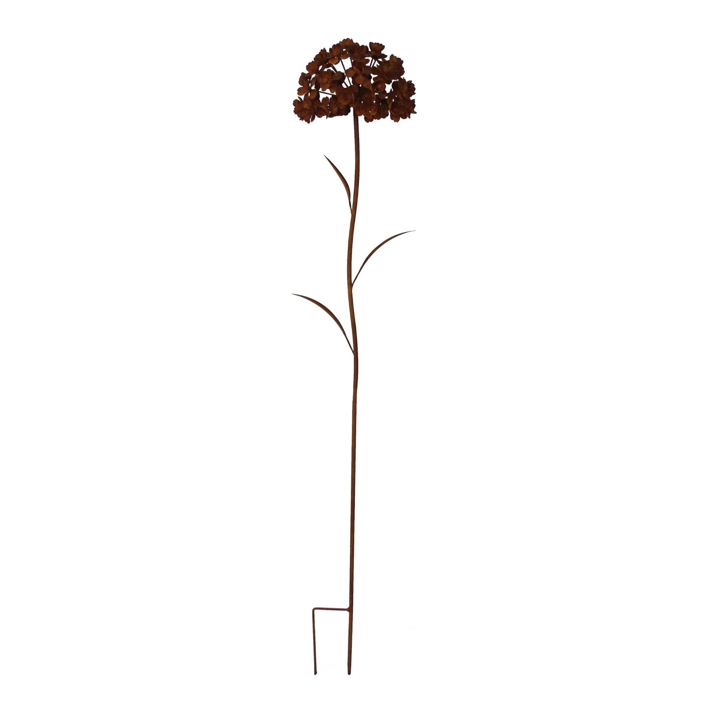 Rusty Garden Stake with Hydrangea Flowers