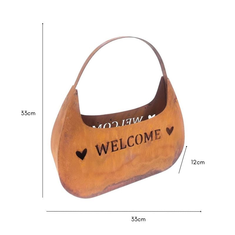 Rust Welcome Bag Planter