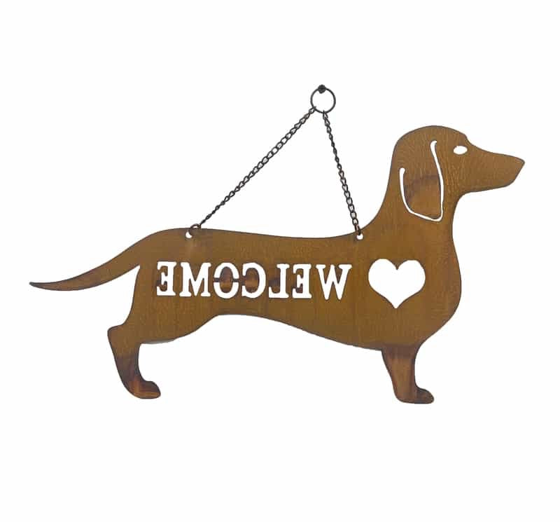 Dachshund Rusty Welcome Sign.
