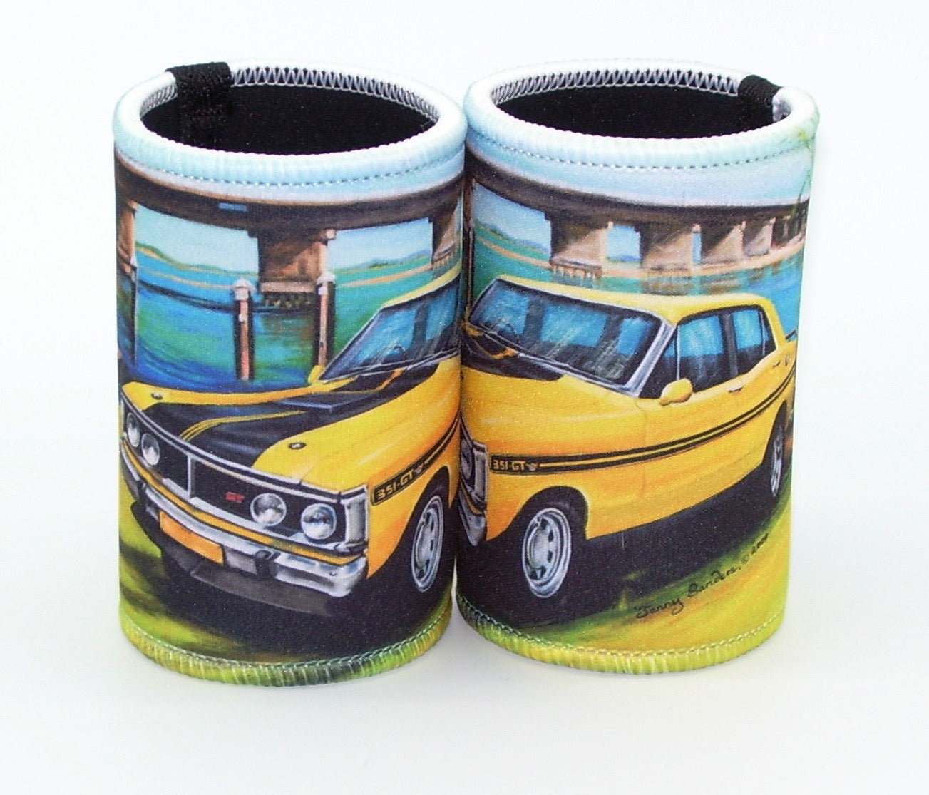 XY GT Falcon in Yellow Classic Car Stubby Holder