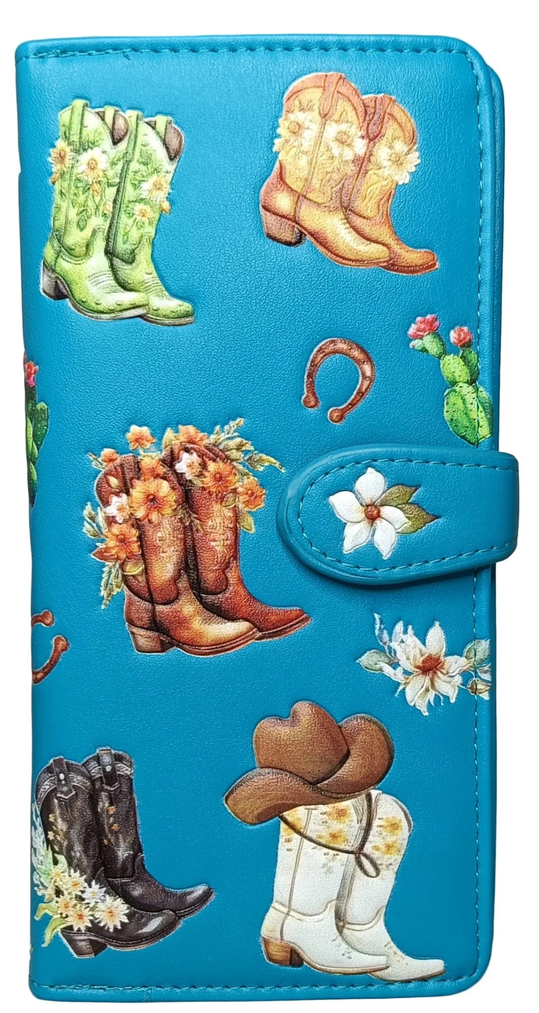 Women's Ladies Wallet Cow Girl Boots Large Zip Wallet