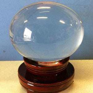 Huge Glass Crystal Ball with Wooden Stand- 150mm