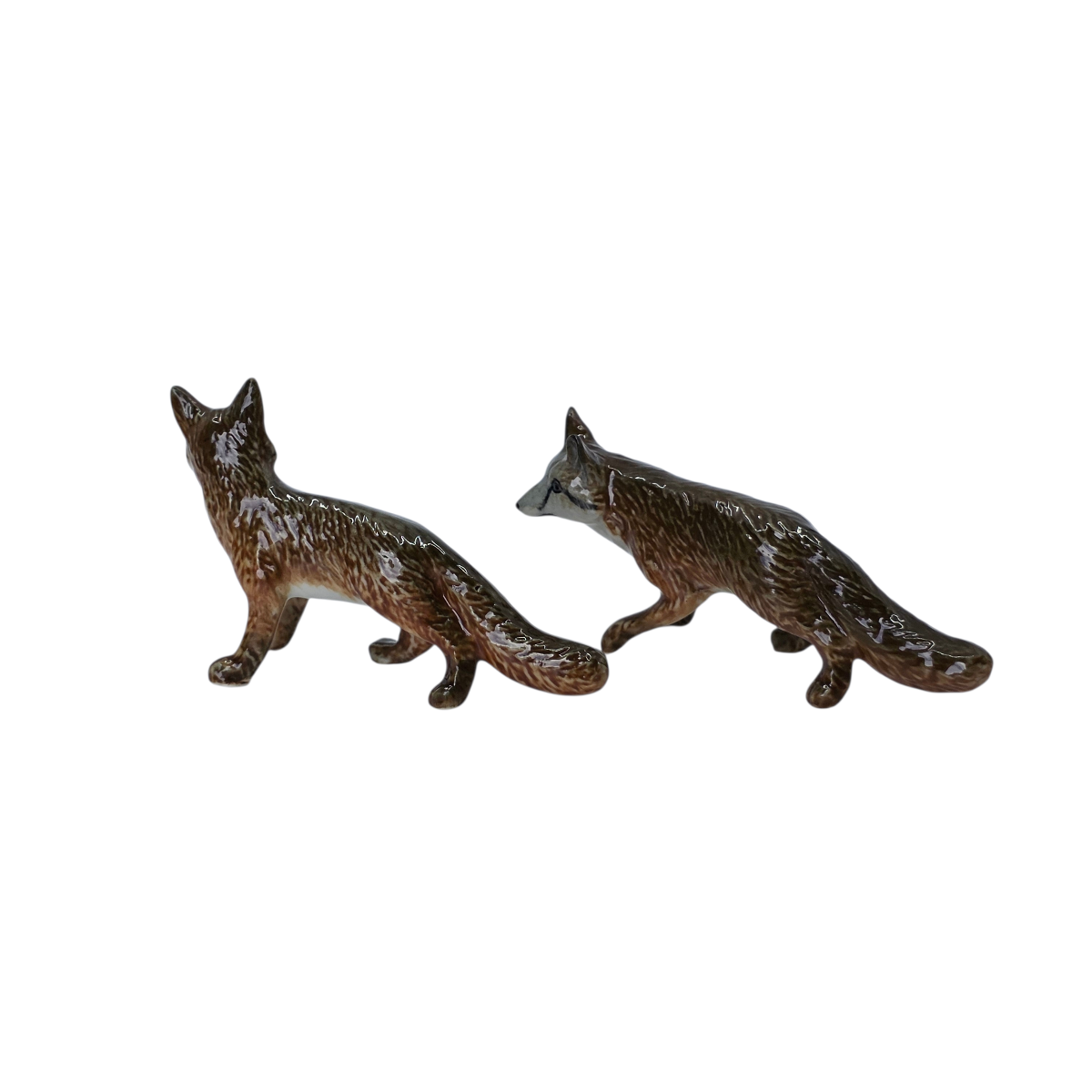 Miniature Porcelain Fox Figurine Set