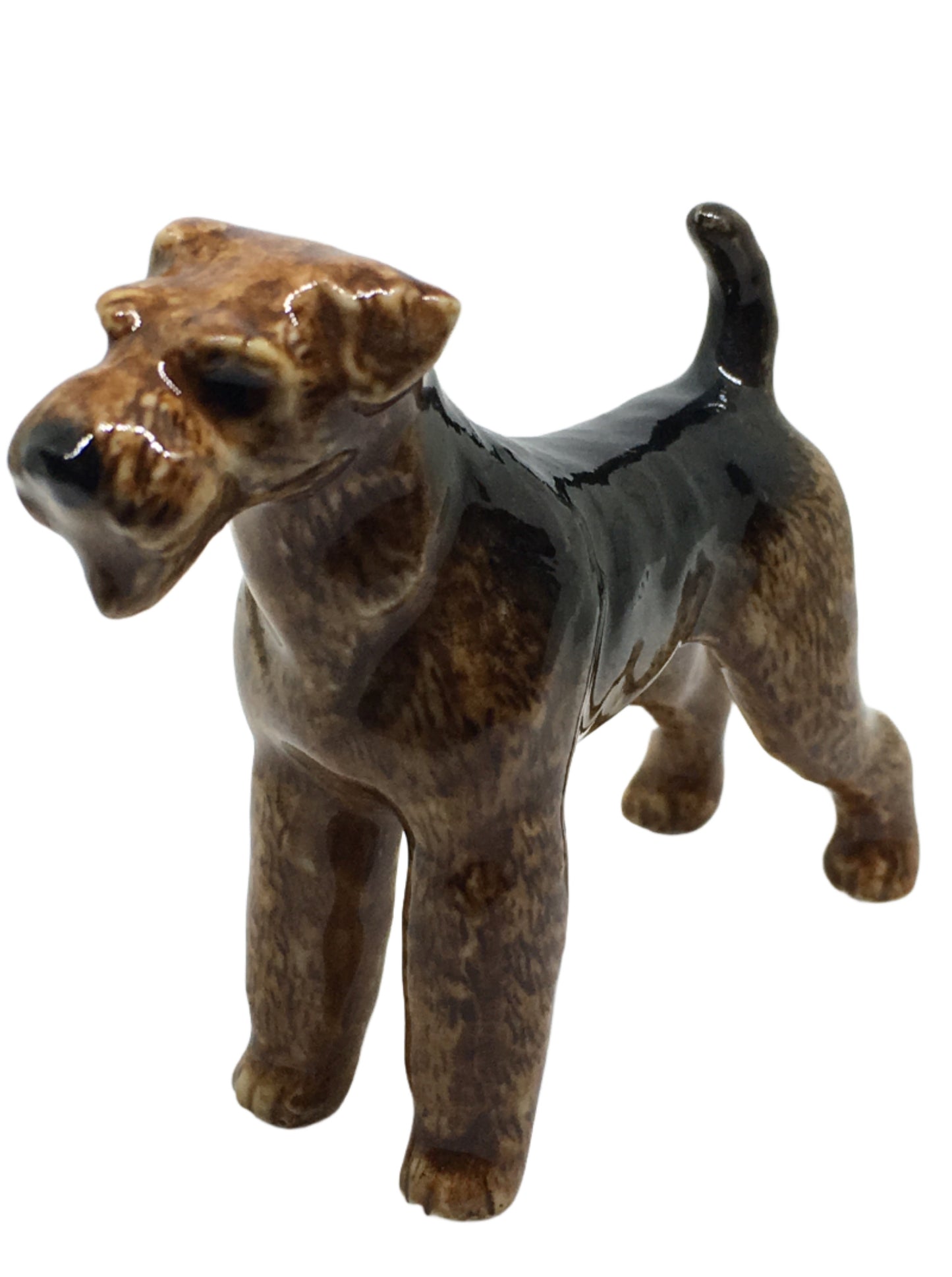 Miniature Porcelain Dog Figurine Airedale Bingley Terrier Waterside Terrier Dog Breed