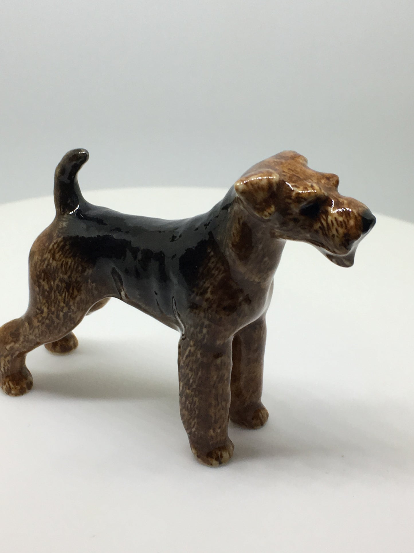 Miniature Porcelain Dog Figurine Airedale Bingley Terrier Waterside Terrier Dog Breed