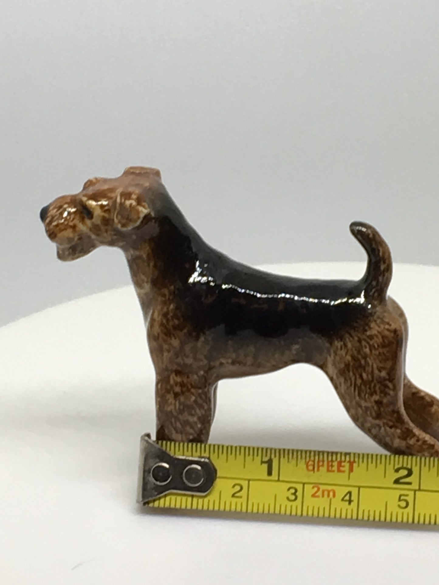 Miniature Porcelain Dog Figurine Airedale Bingley Terrier Waterside Terrier Dog Breed