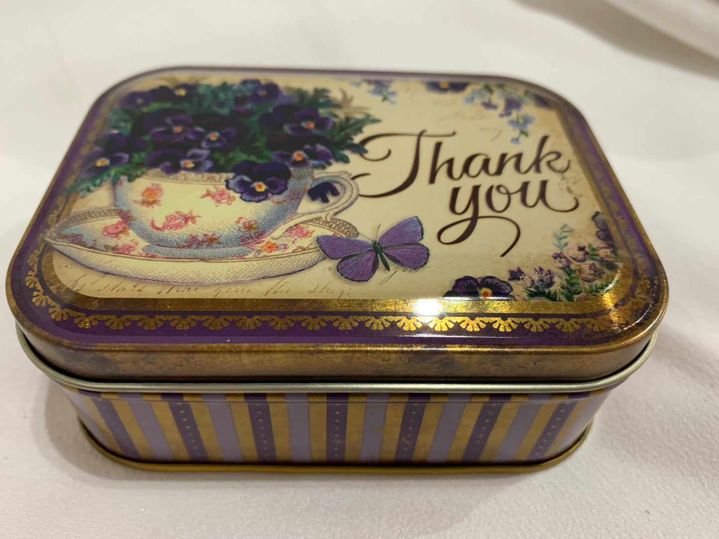 Vintage Look Nostaligic Thank You Violets Collectable Tin