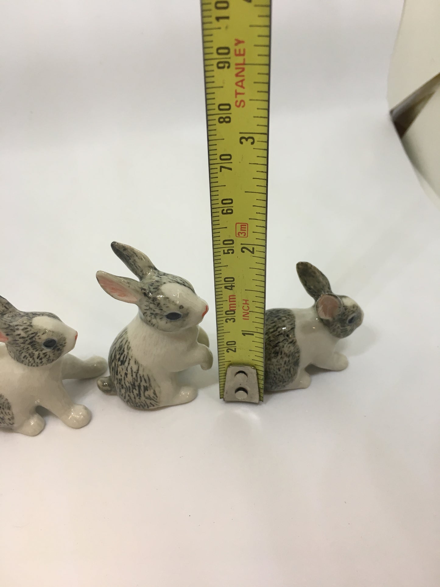 Miniature Porcelain Rabbit Figurines Grey And White