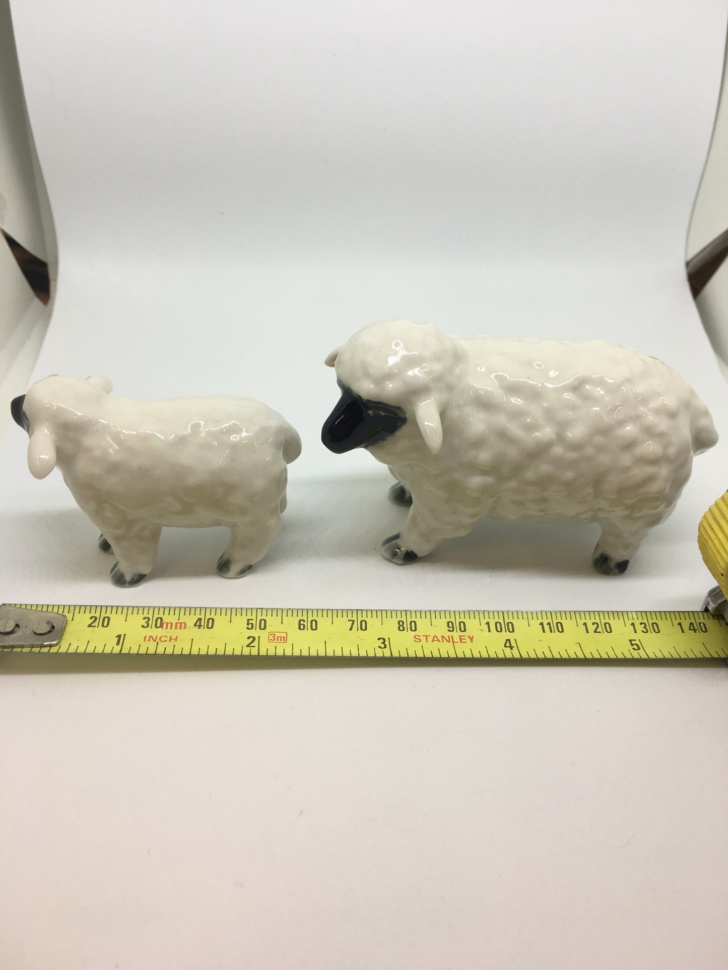 Miniature Porcelain Suffolk Sheep Figurines Set of 2