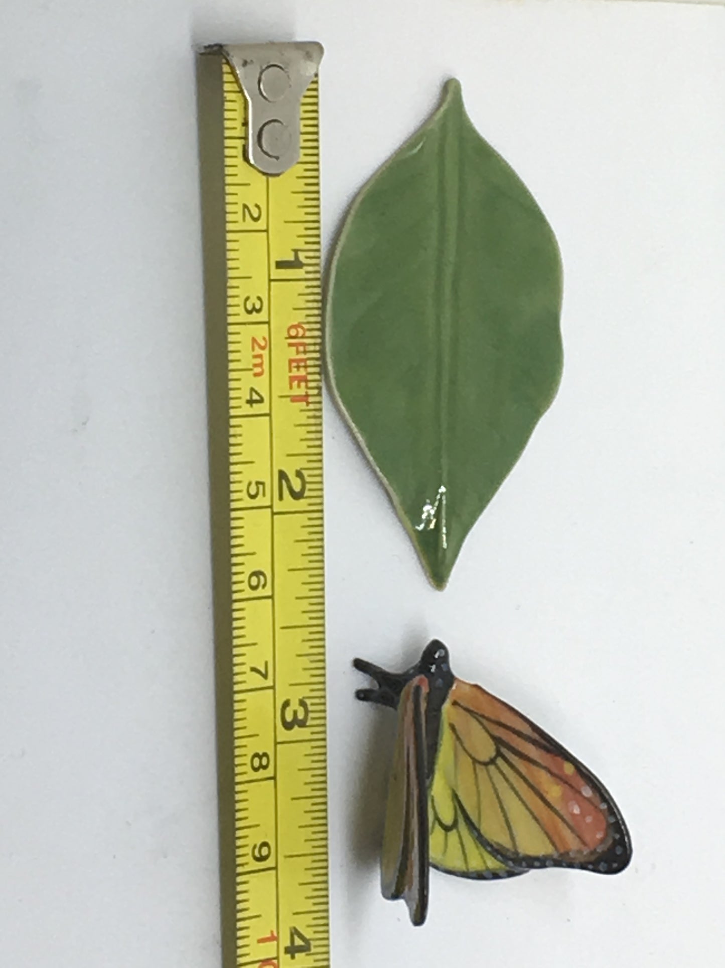 Butterfly On Leaf Miniature Porcelain Figurines