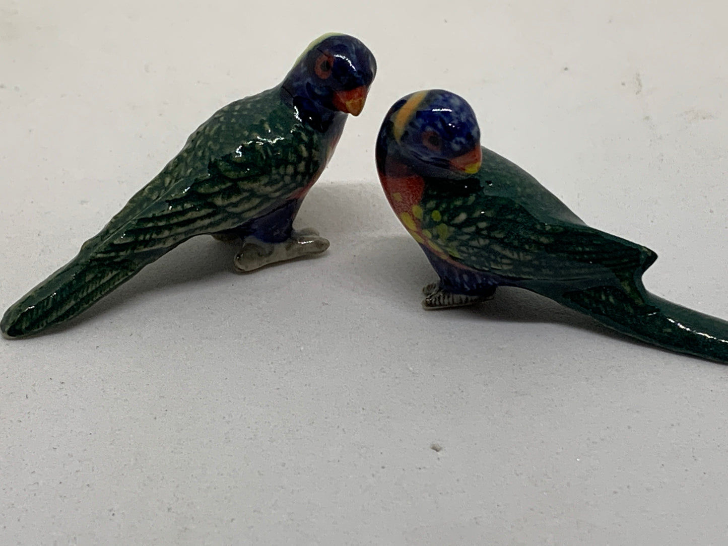 Miniature Porcelain Rainbow Lorikeets Bird Figurines Mini (2Pcs)