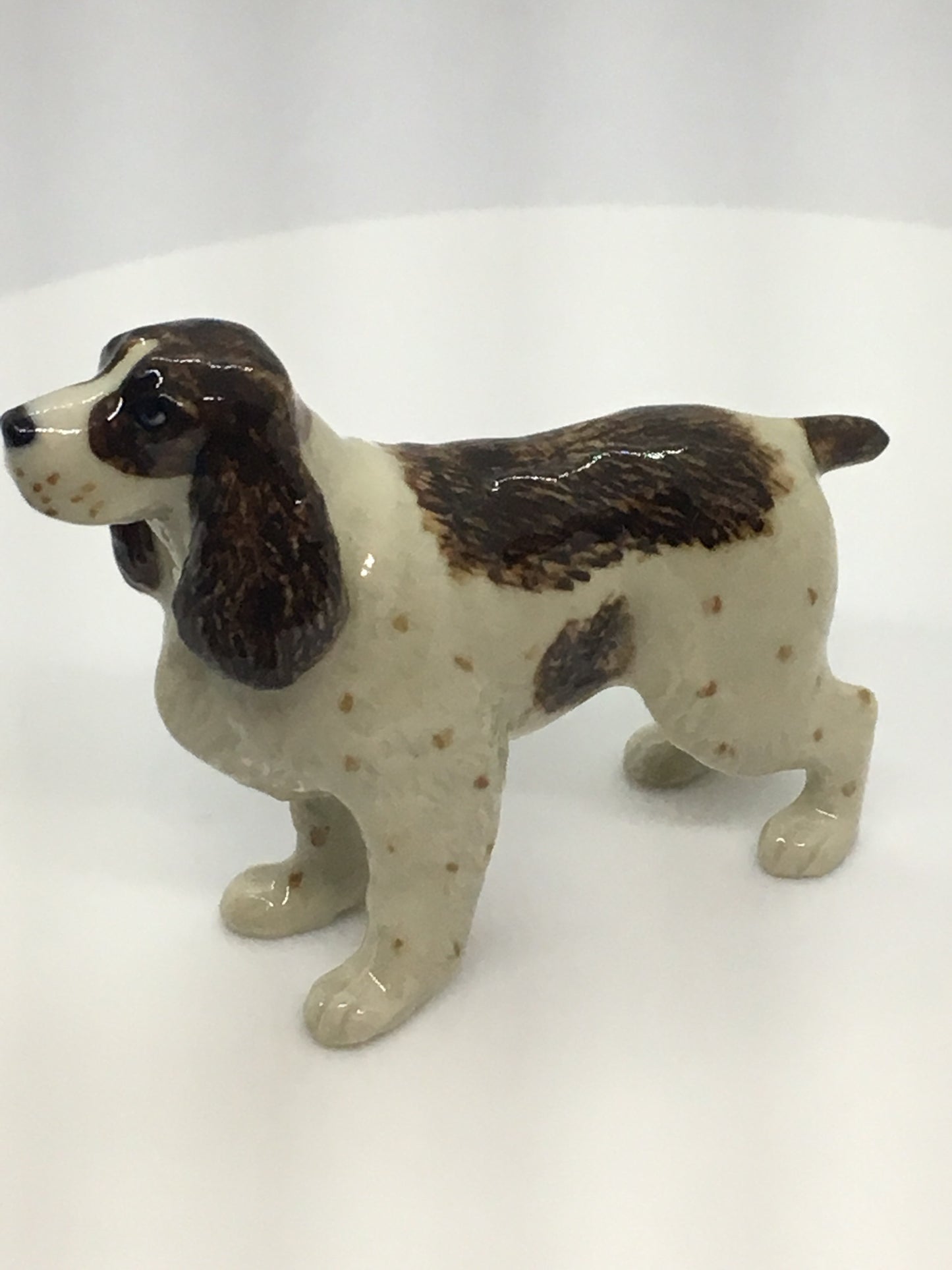 Miniature Porcelain Dog Figurine Brown English Springer Spaniel Dog Breed