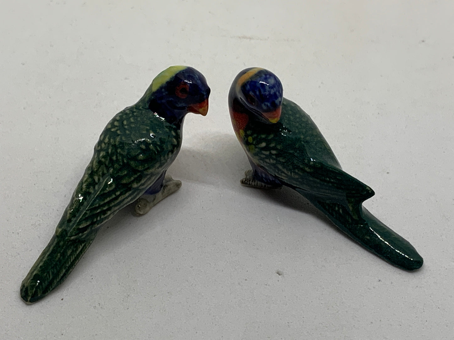 Miniature Porcelain Rainbow Lorikeets Bird Figurines Mini (2Pcs)