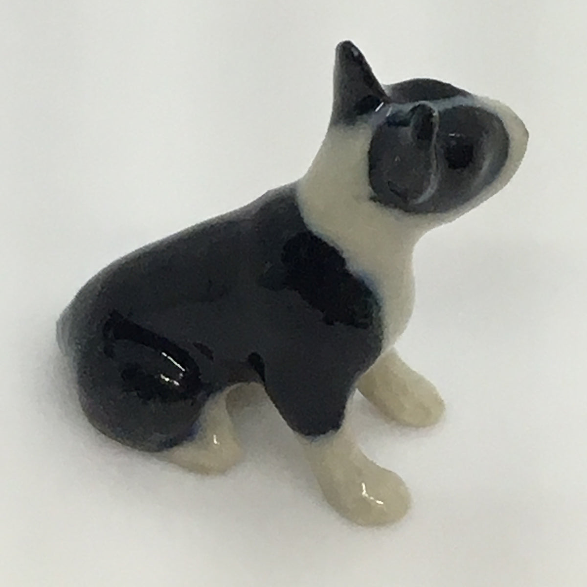 Miniature Porcelain Dog Figurine Bull Terrier Sitting Mini