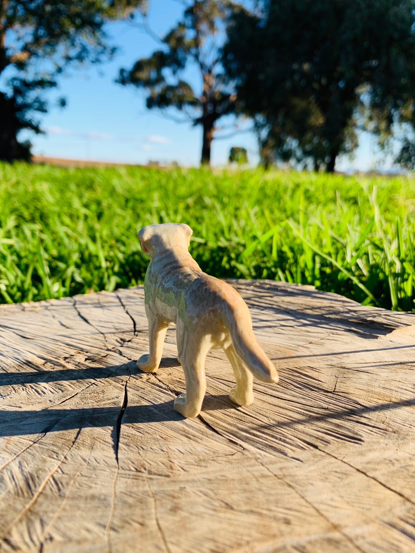Miniature Porcelain Dog Figurine Light Brown Labrador Standing
