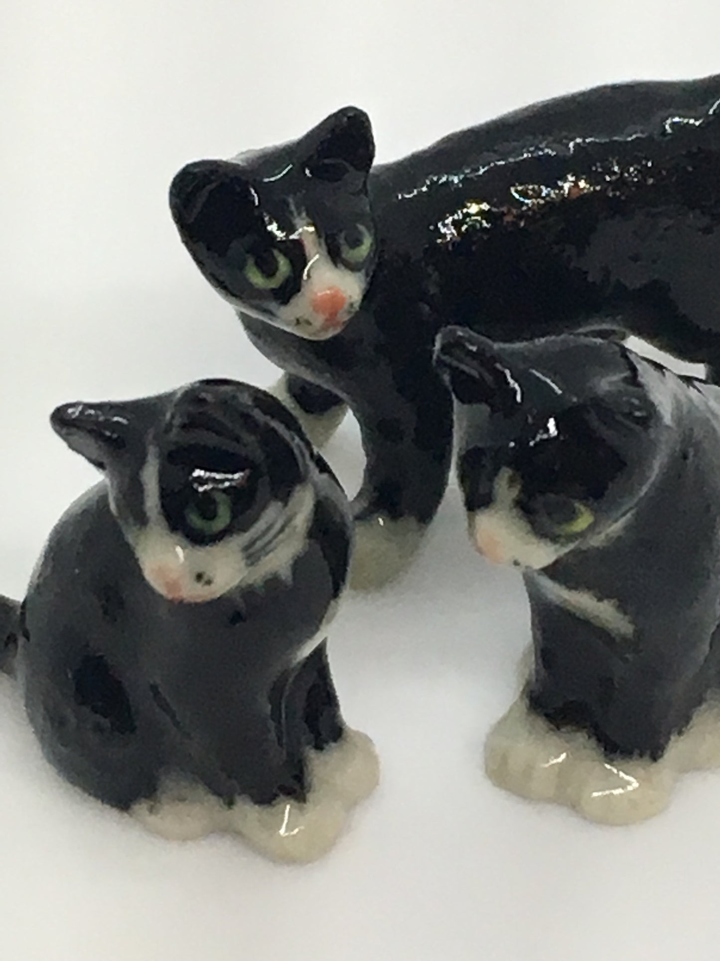 Miniature Porcelain Cats Kittens Figurines Back Kittens Mini