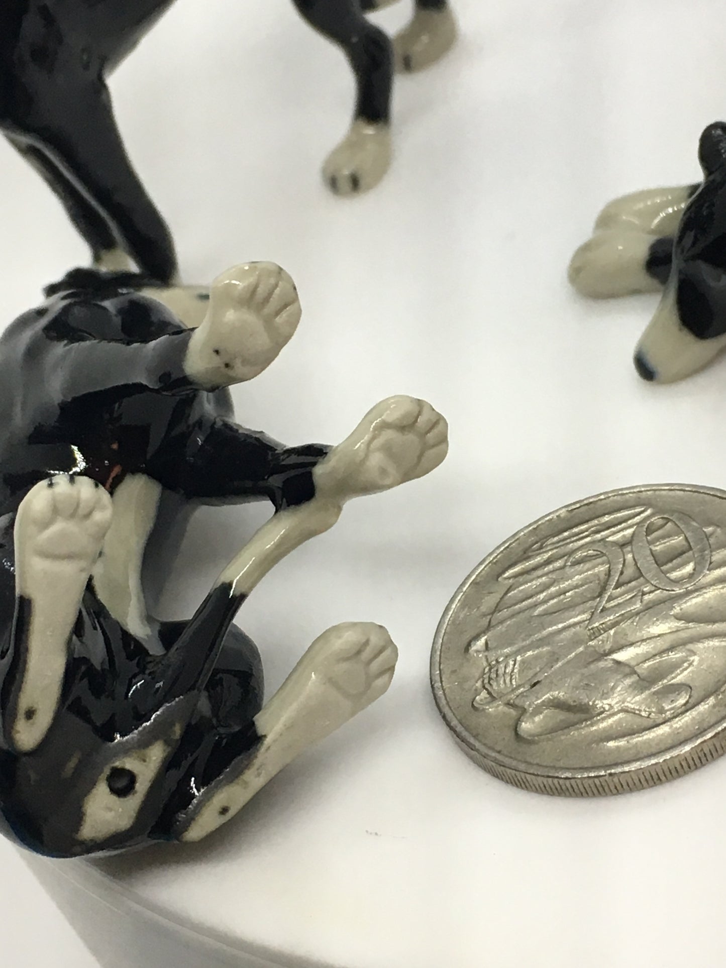 Miniature Porcelain Dog Figurines Black And White Greyhound Family Dog Breed