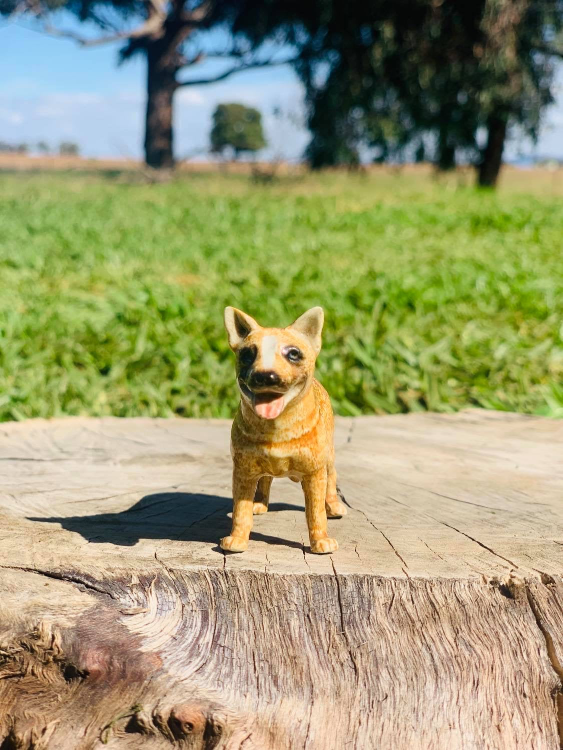 Miniature Porcelain Dog Figurine Australian Red Cattle Dog