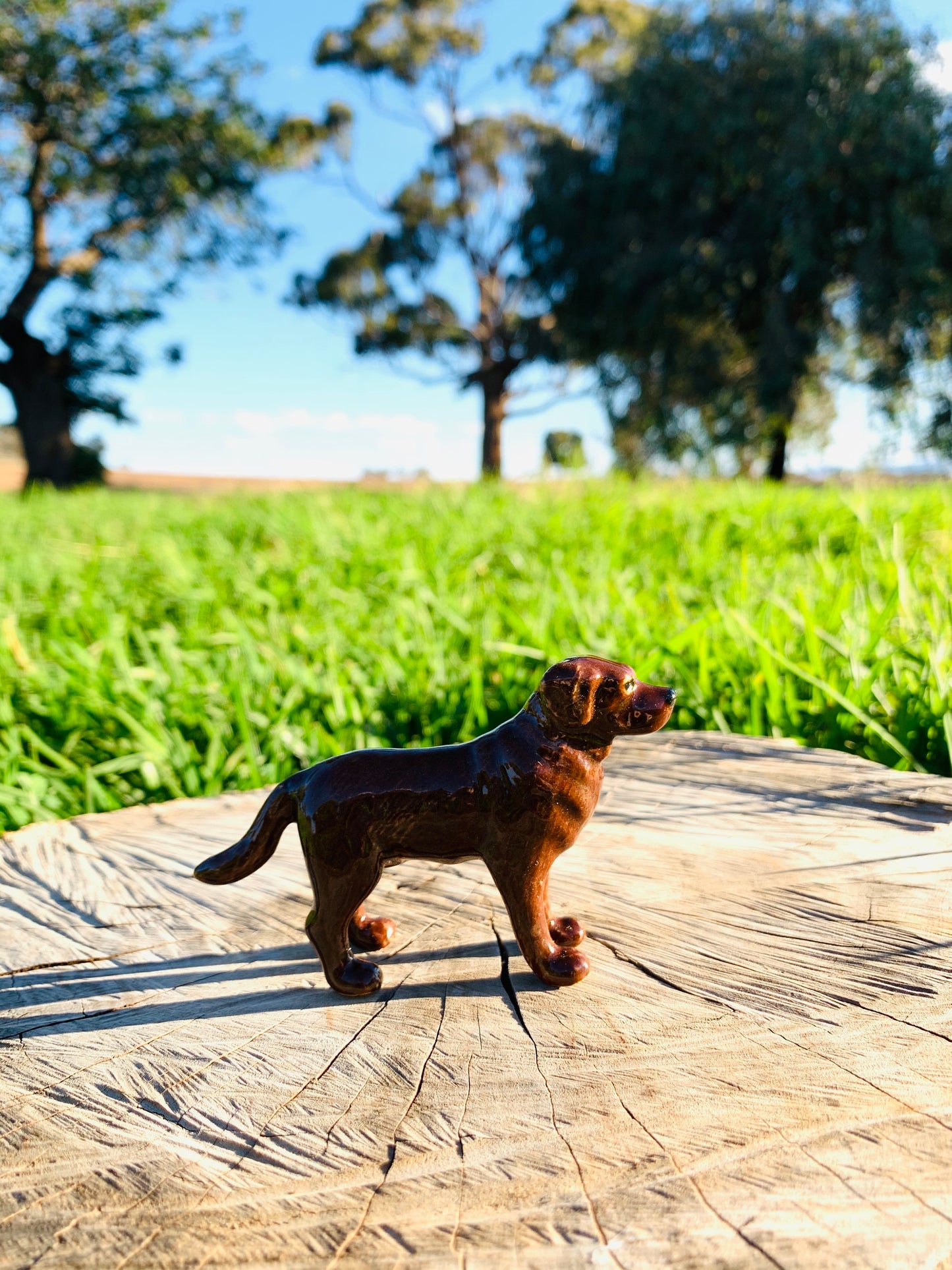 Miniature Porcelain Dog Figurine Chocolate Labrador Standing