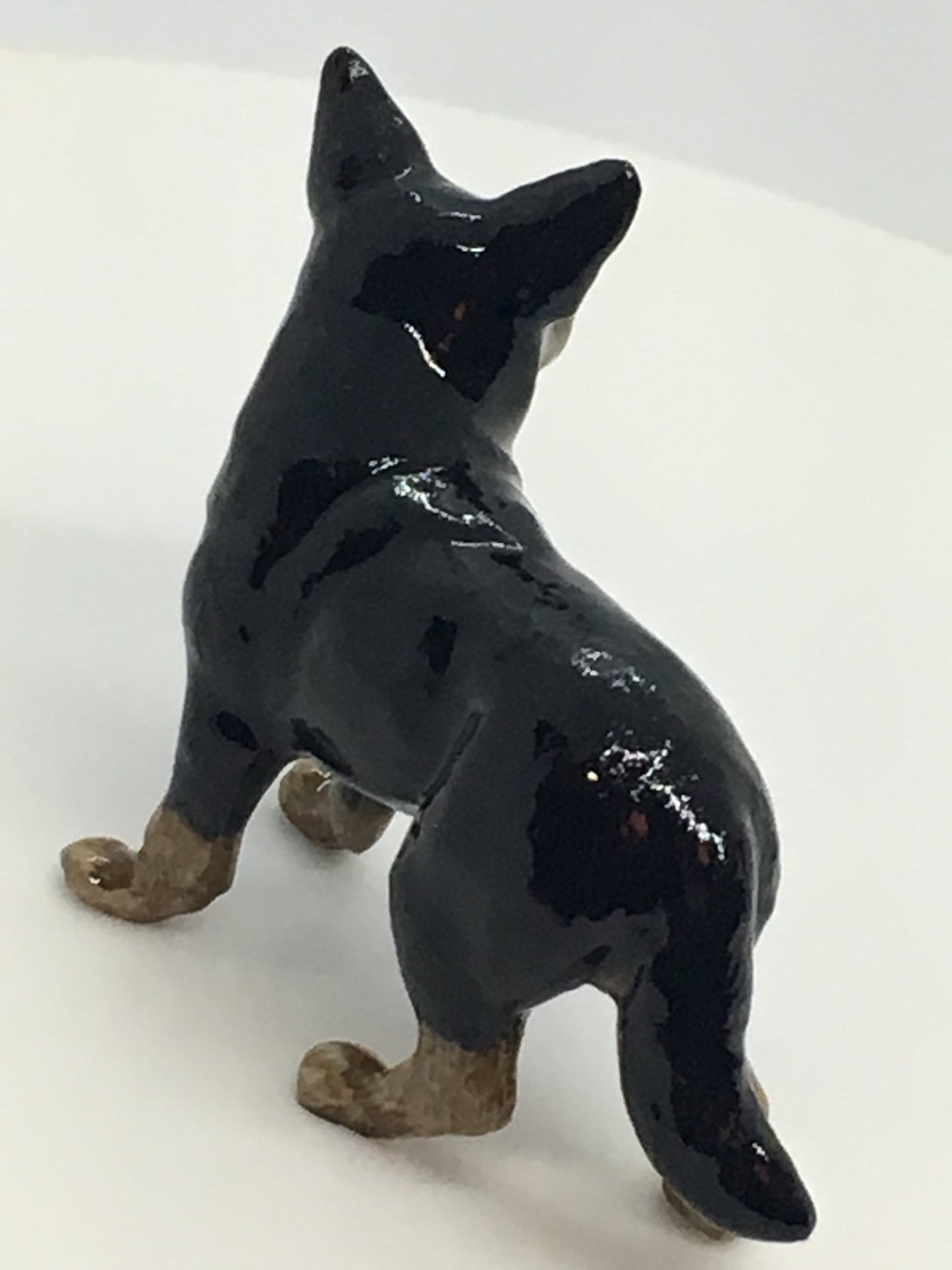 Miniature Porcelain Dog Figurine Black And Brown Australian Kelpie Dog Breed