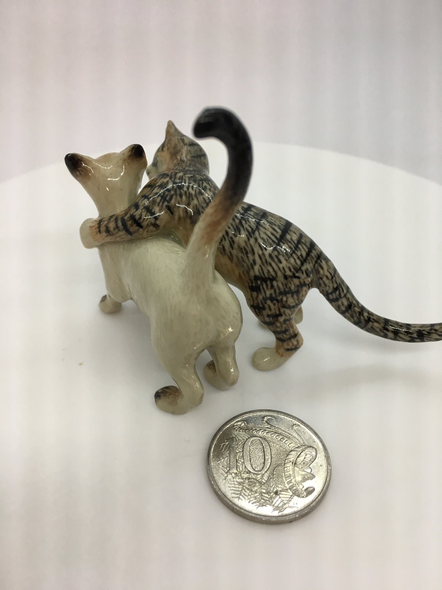 Miniature Porcelain Cats Kittens Figurines Lovers Couple Cats