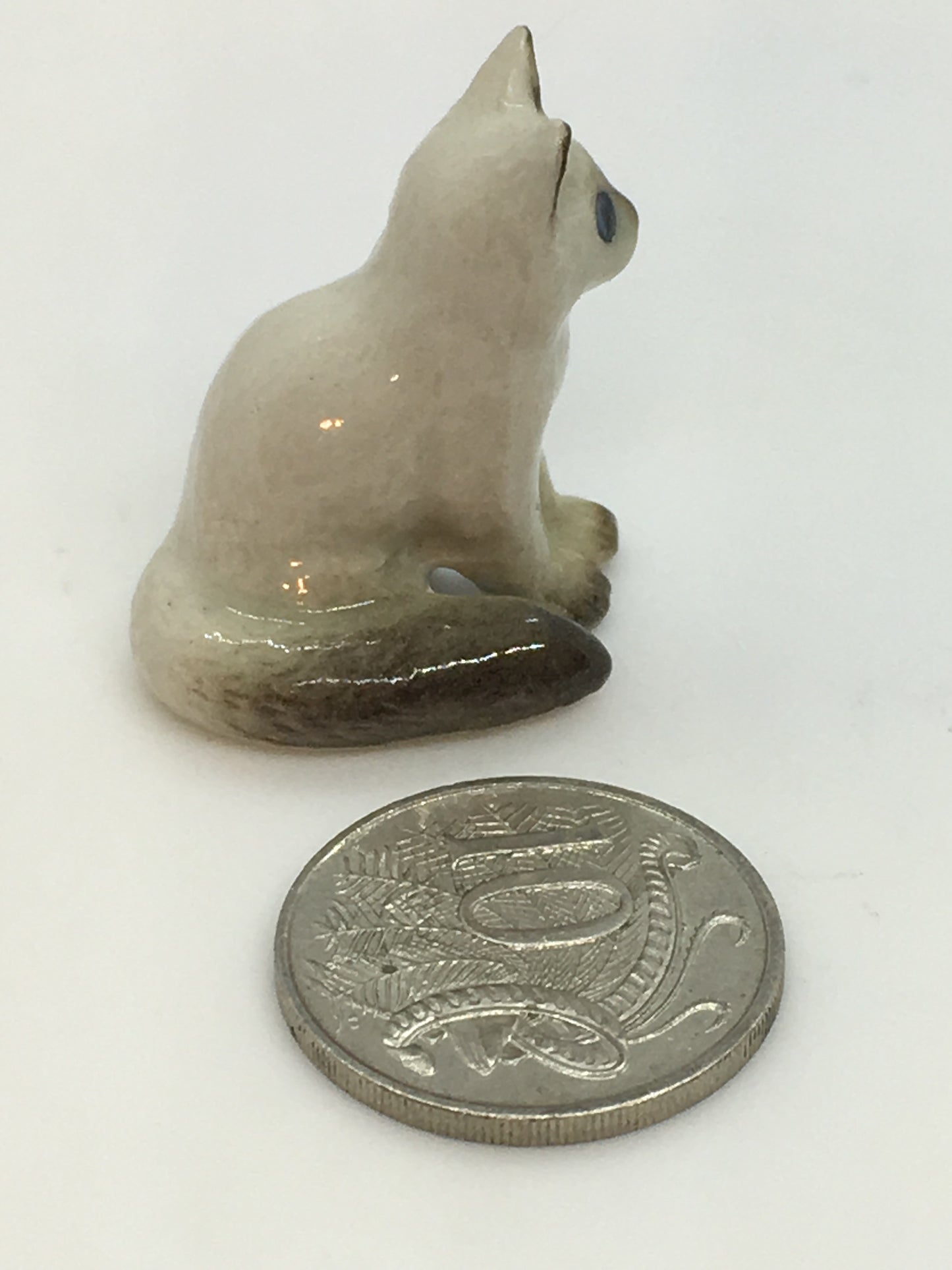 Miniature Porcelain Cats Kittens Figurines Sitting Siamese Kitten