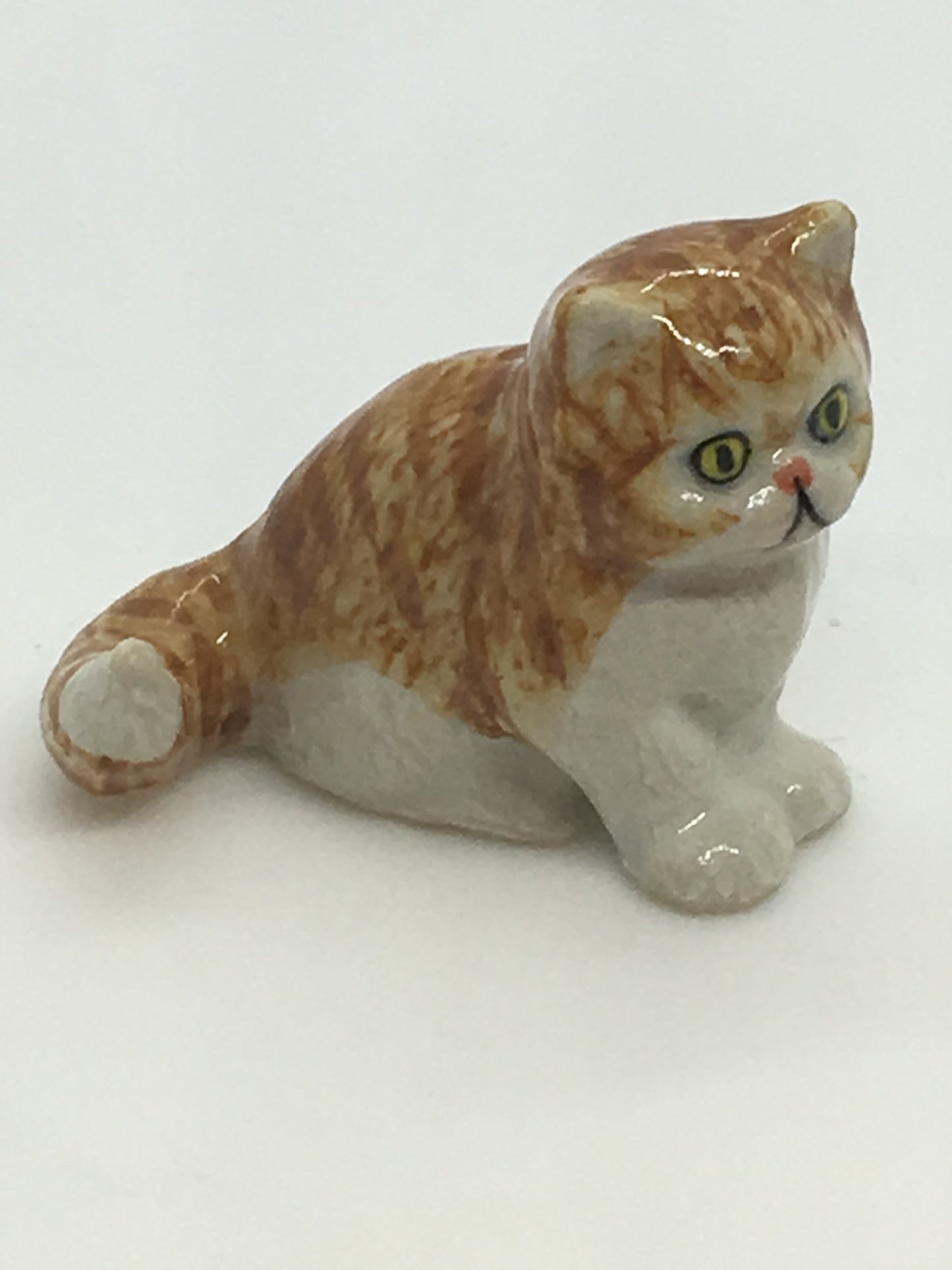 Miniature Porcelain Cats Kittens Figurines Mini Sitting Ginger Kitten