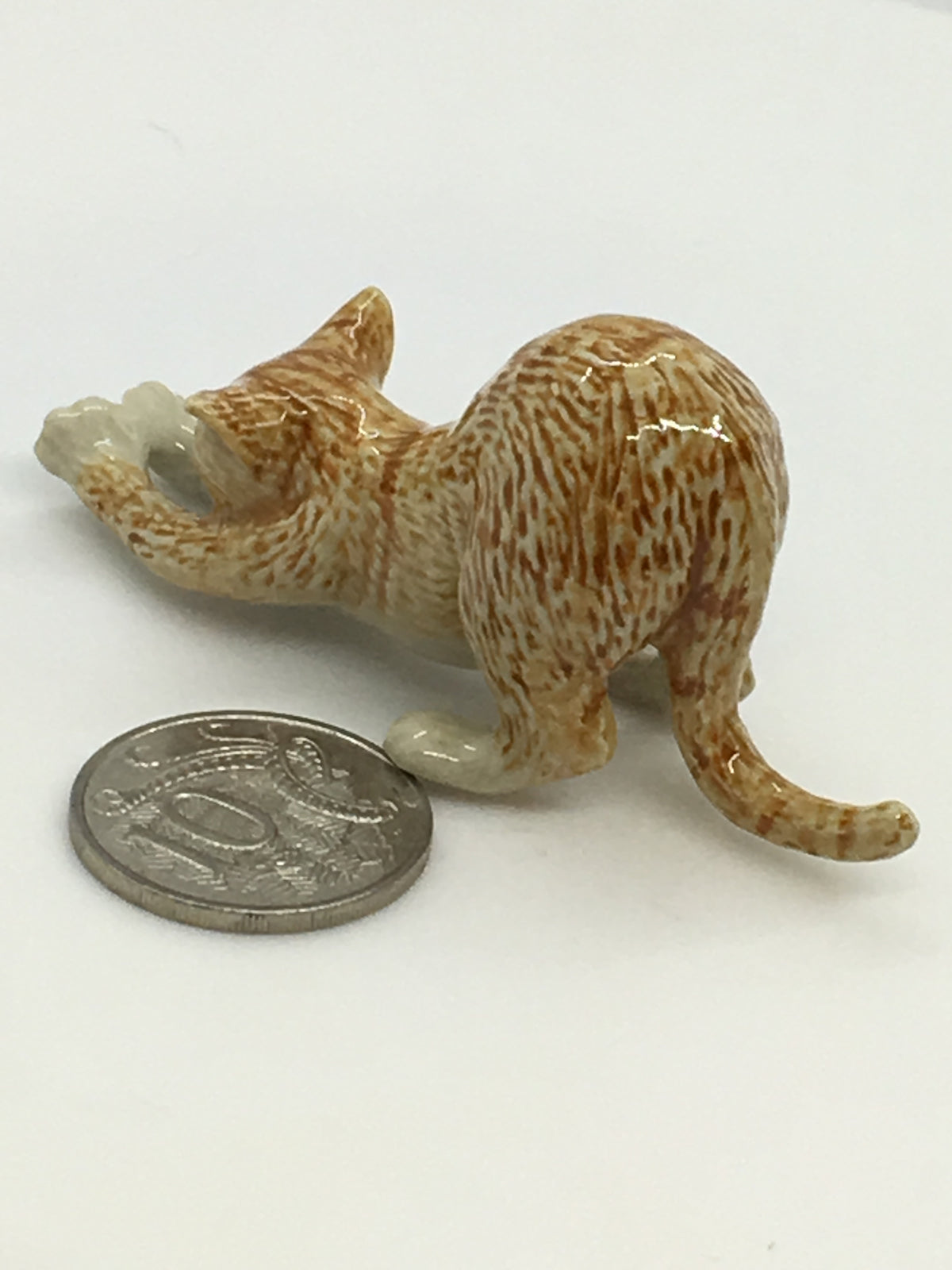 Miniature Porcelain Cats Kittens Figurine Ginger Cat Kitten Stretching