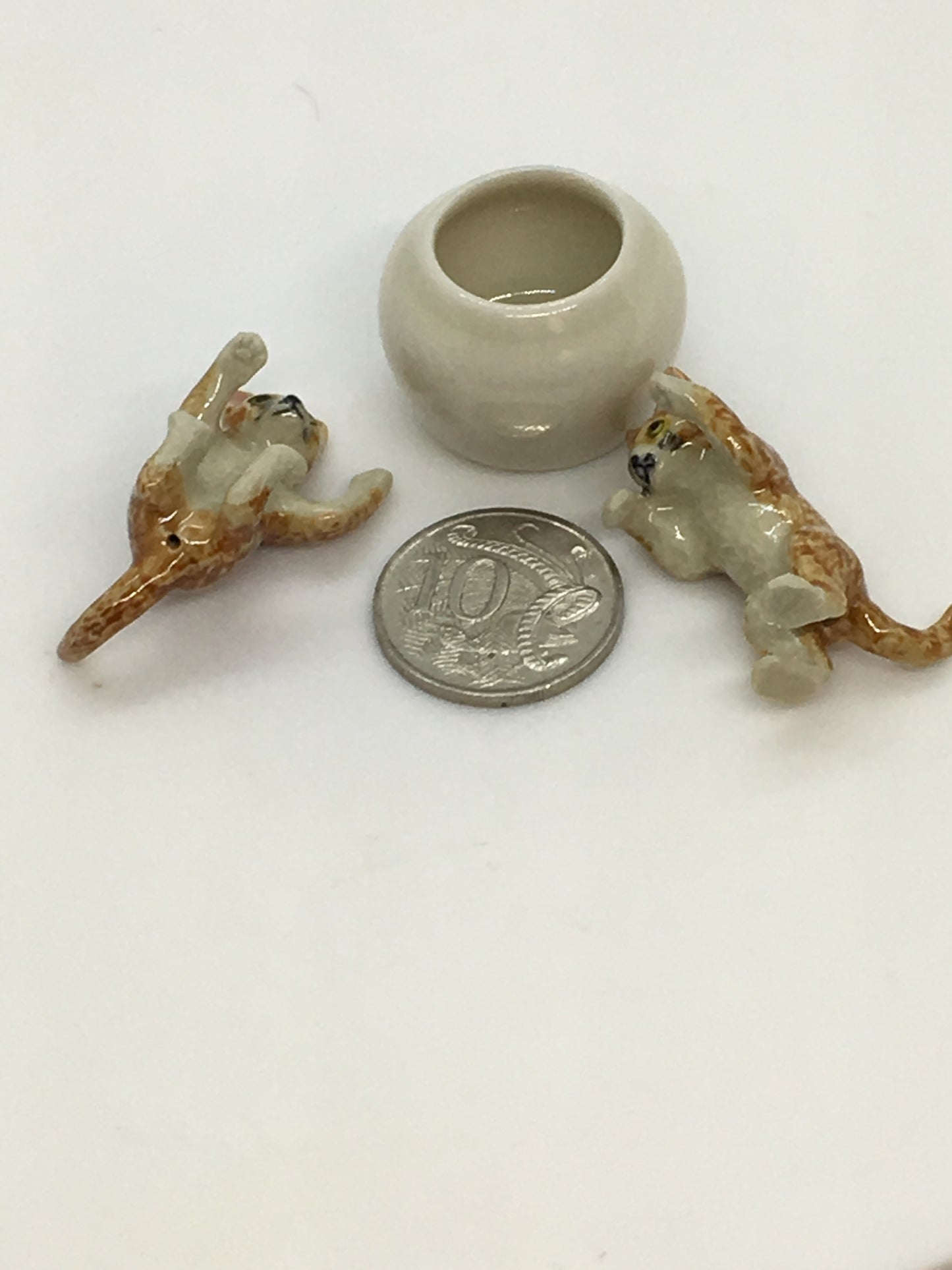 Miniature Porcelain Cats Kittens Figurines Ginger Kittens Cats In Jar