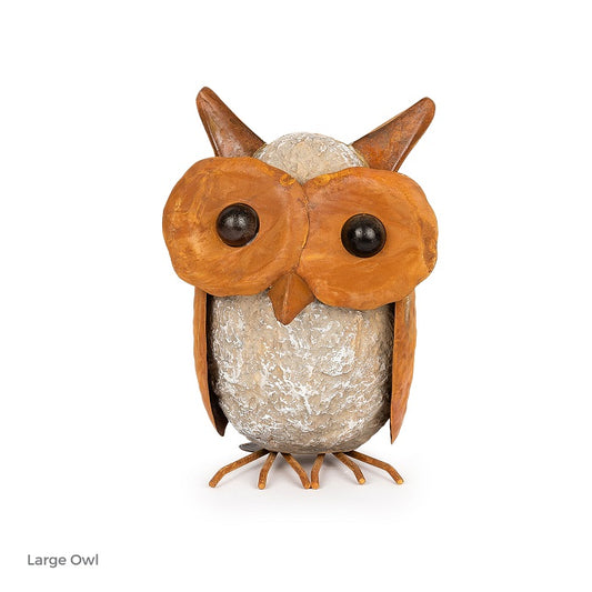 Owl Resin and Metal Garden Figurine Large