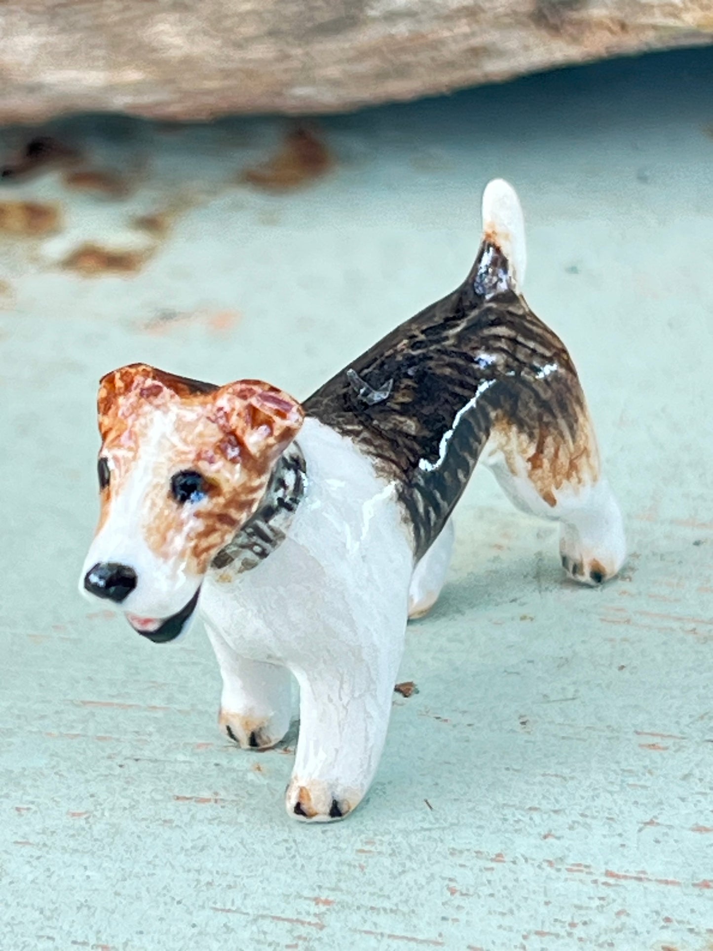 Miniature Porcelain Wire Fox Terrier Figurine (Mini)