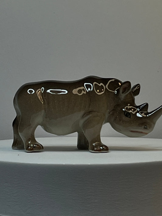 Miniature Large Porcelain Rhino Figurine