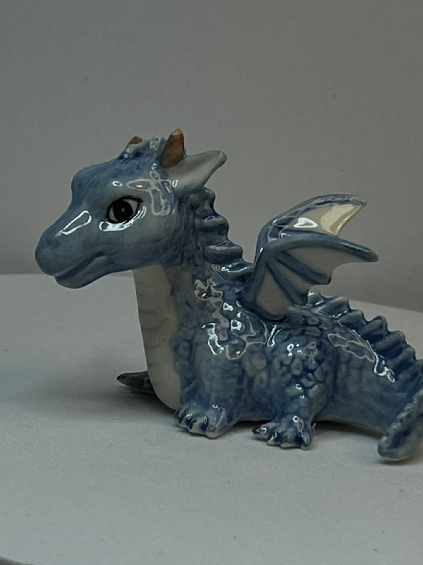 Miniature Porcelain Blue Dragon Figurine
