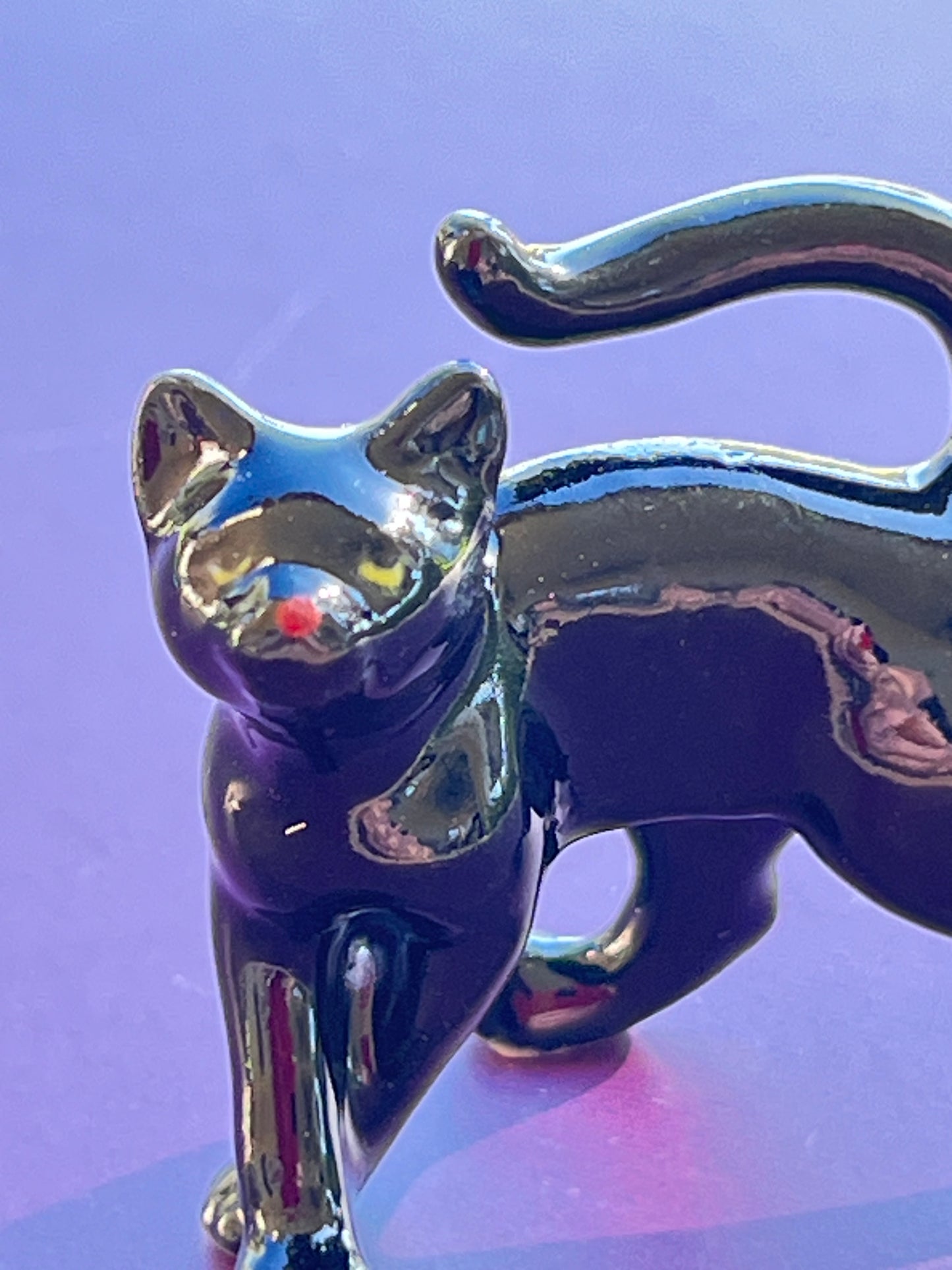 Miniature Porcelain Black Cat Figurine