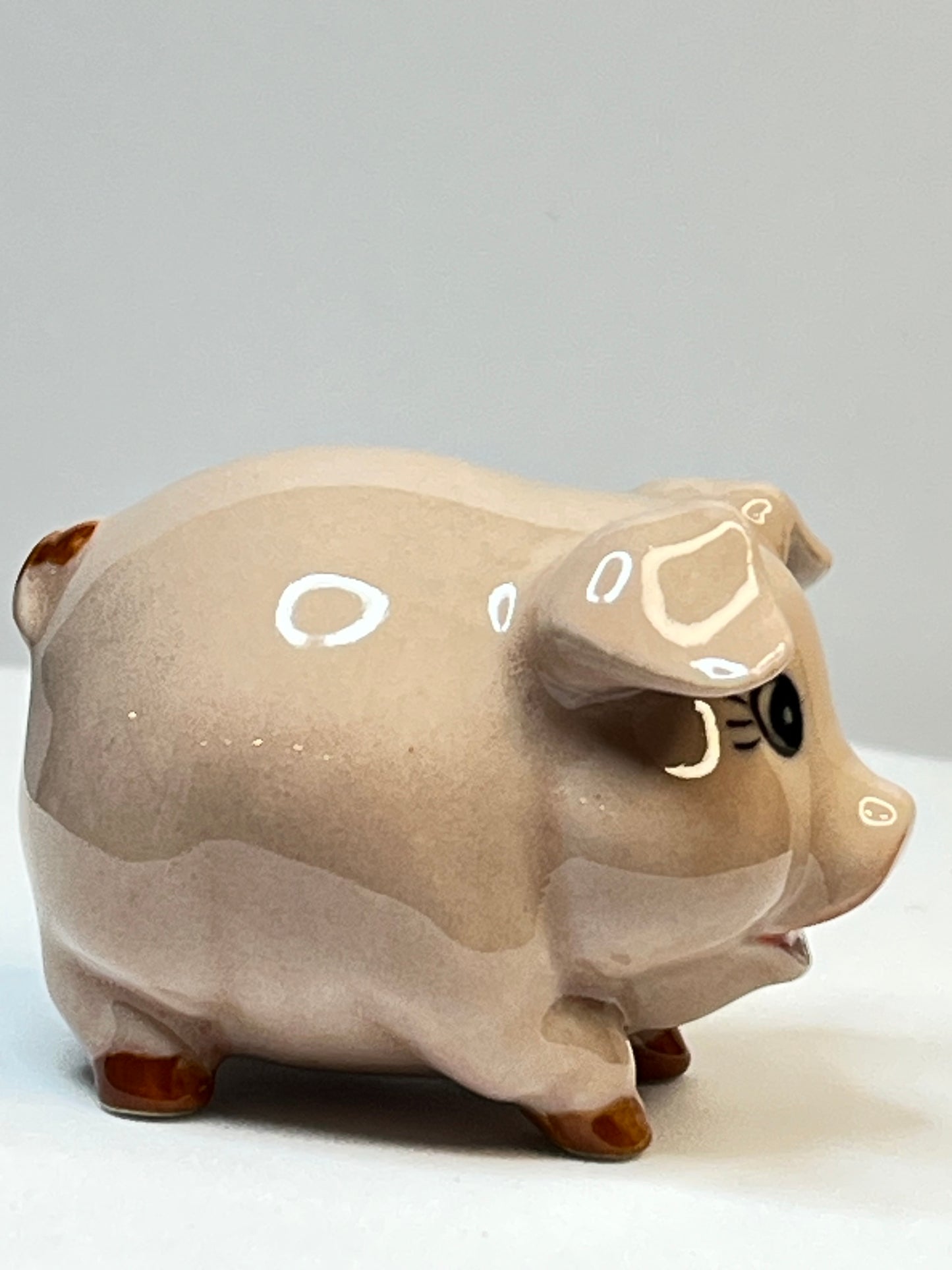 Miniature Porcelain Pig Figurine Medium