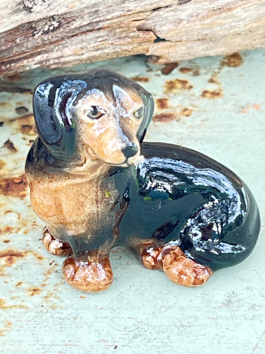Miniature Porcelain Sitting Dachshund