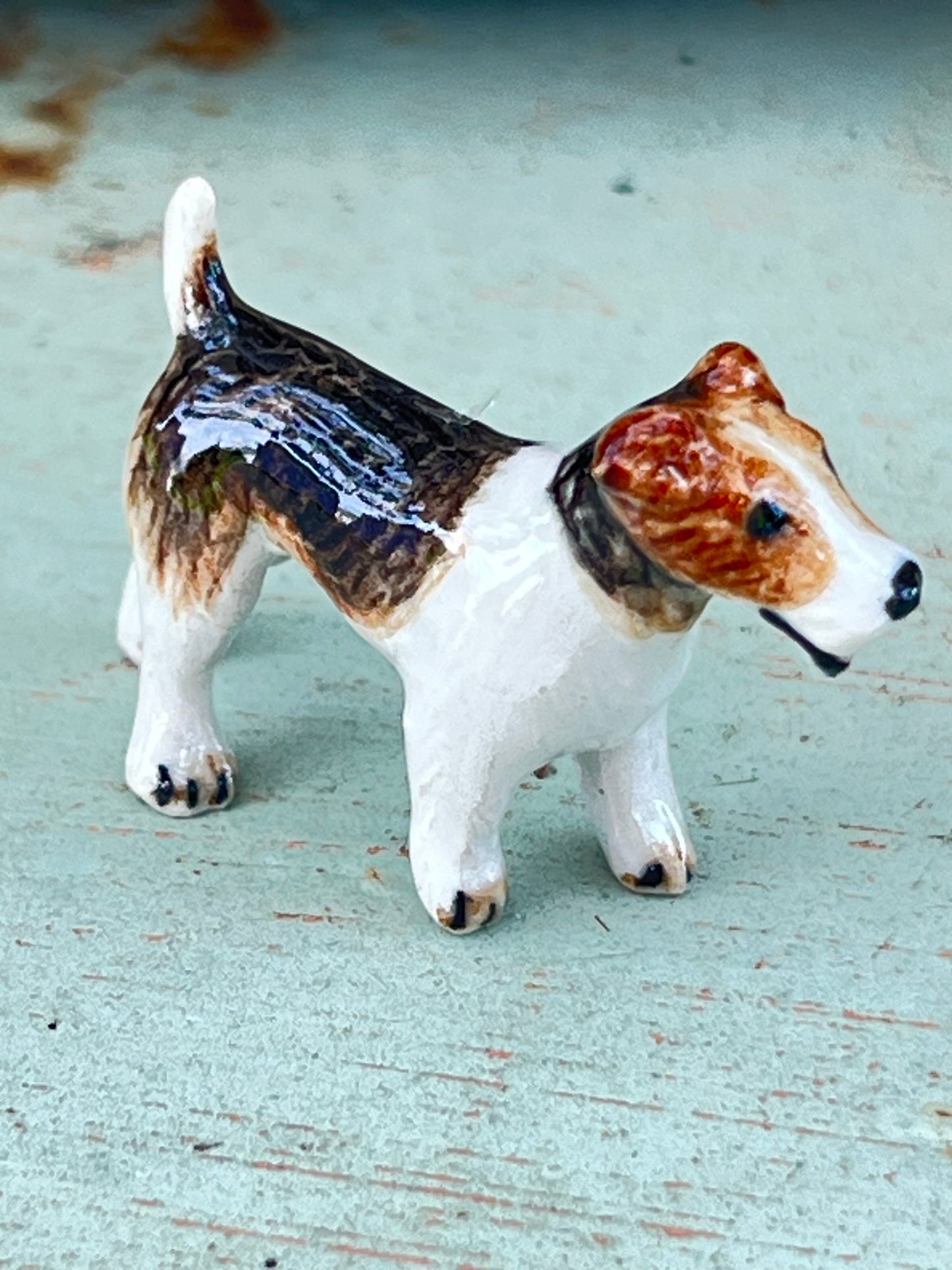 Miniature Porcelain Wire Fox Terrier Figurine (Mini)