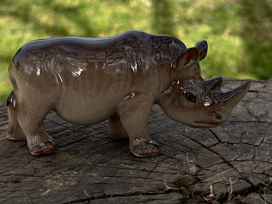 Miniature Large Porcelain Rhino Figurine
