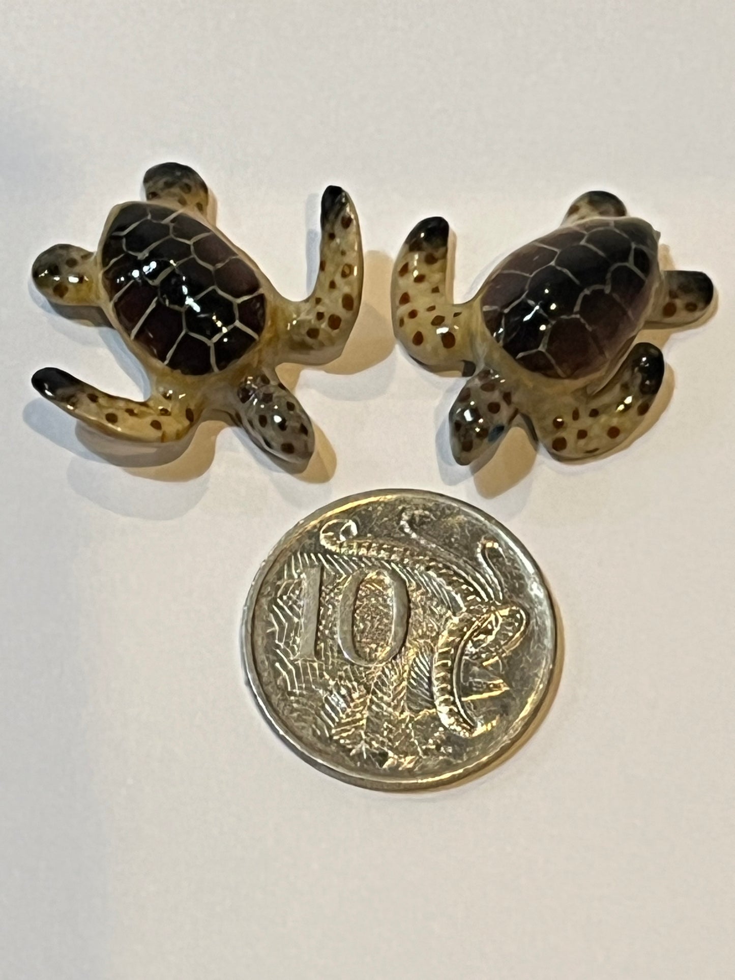 Miniature Porcelain Sea Turtles - Tiny Ocean Animals Figurines