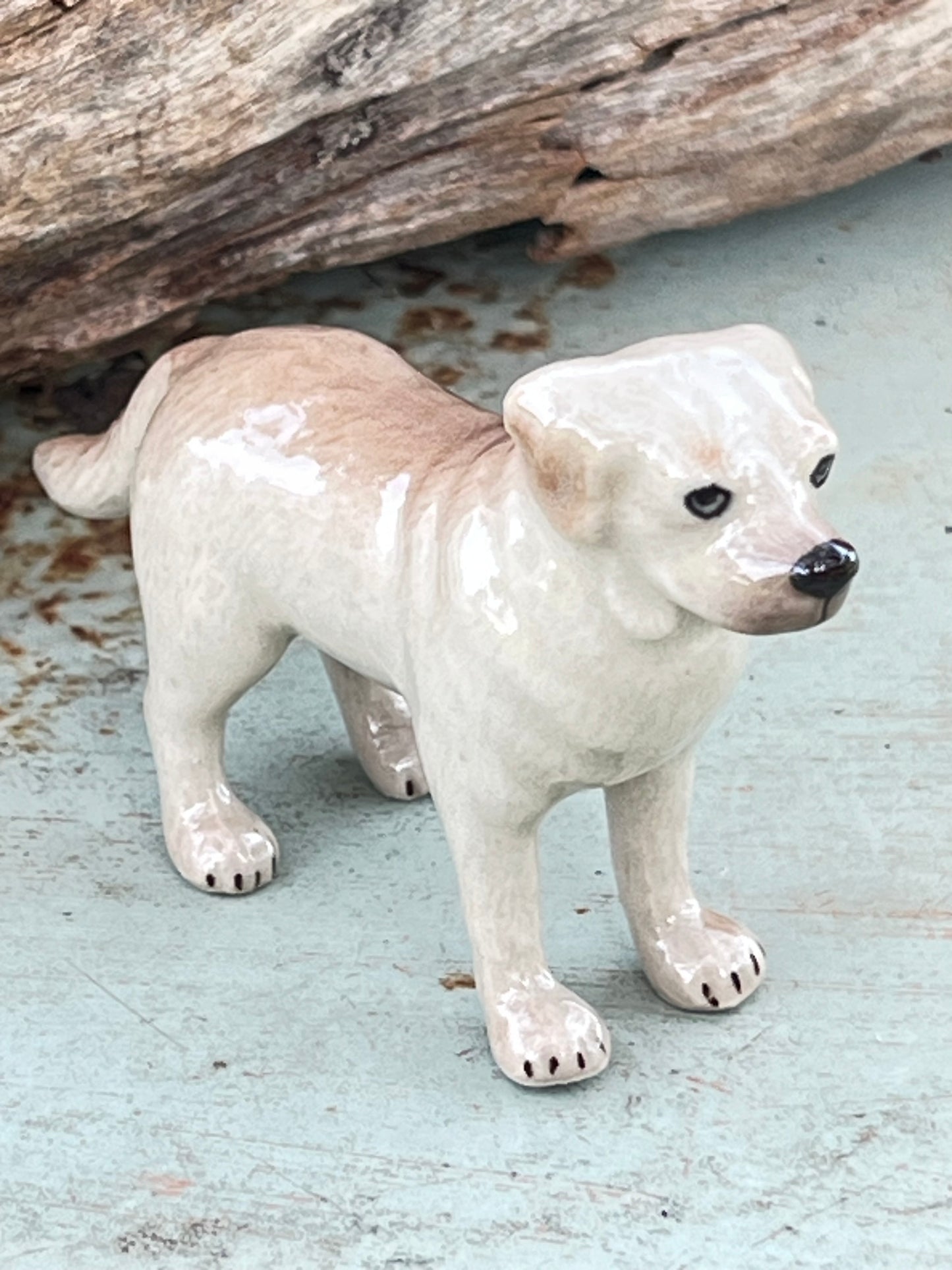 Miniature Porcelain Dog Figurine Light Labrador Standing
