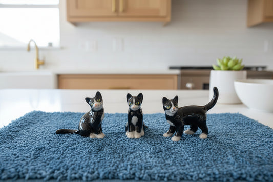 Miniature Porcelain Cats Kittens Figurines Black Kittens Mini