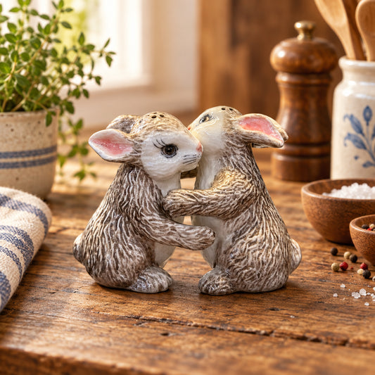 Hugging Rabbits Salt & Pepper Shakers