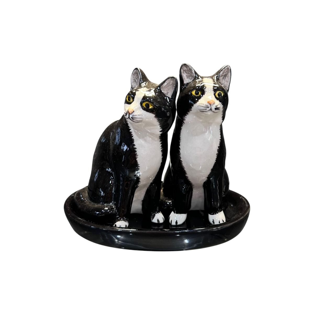 Tuxedo Black and White Cat Salt & Pepper Shakers