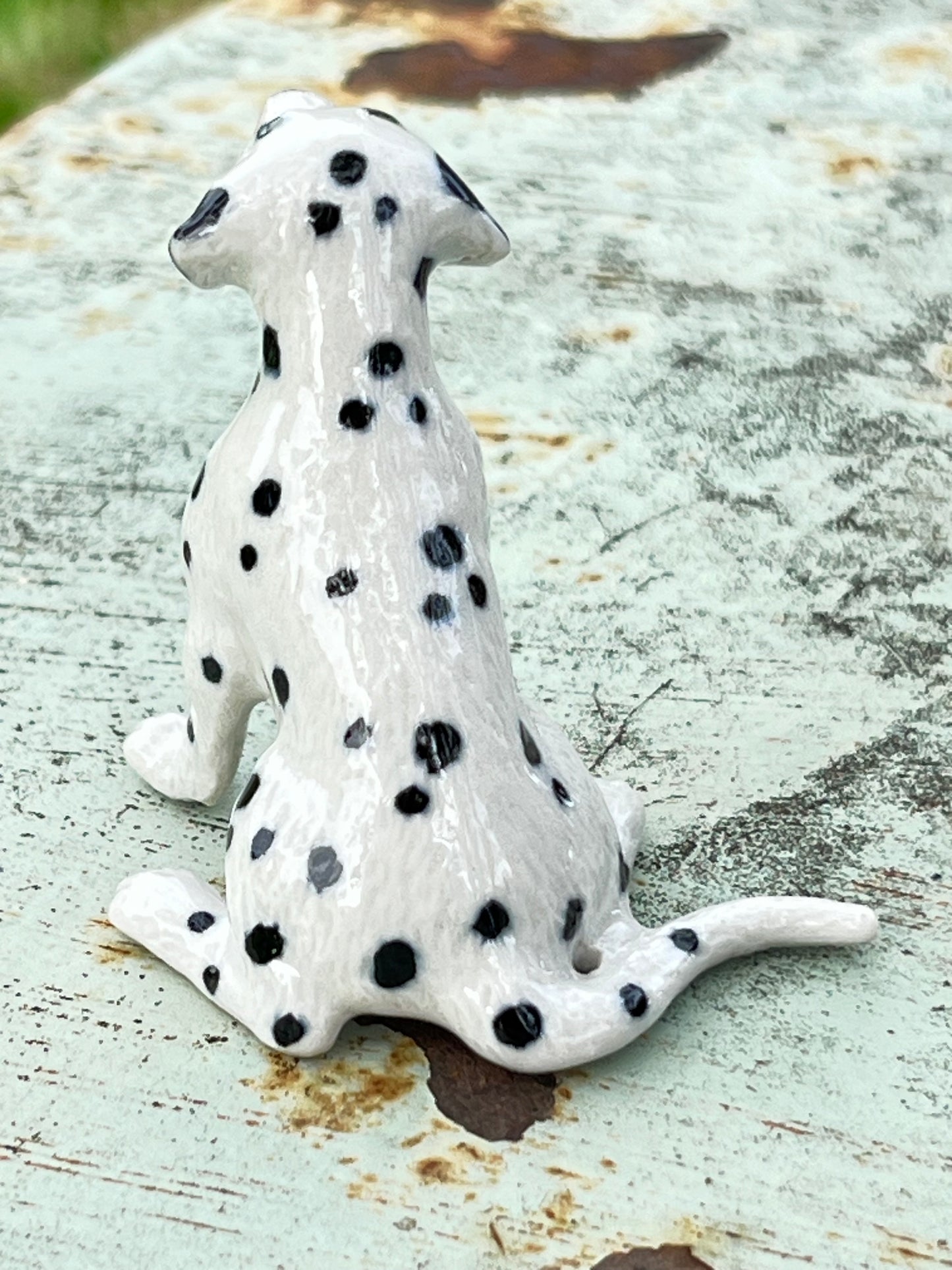 Miniature Porcelain Dog Figurine Dalmatian Sitting Dog Breed