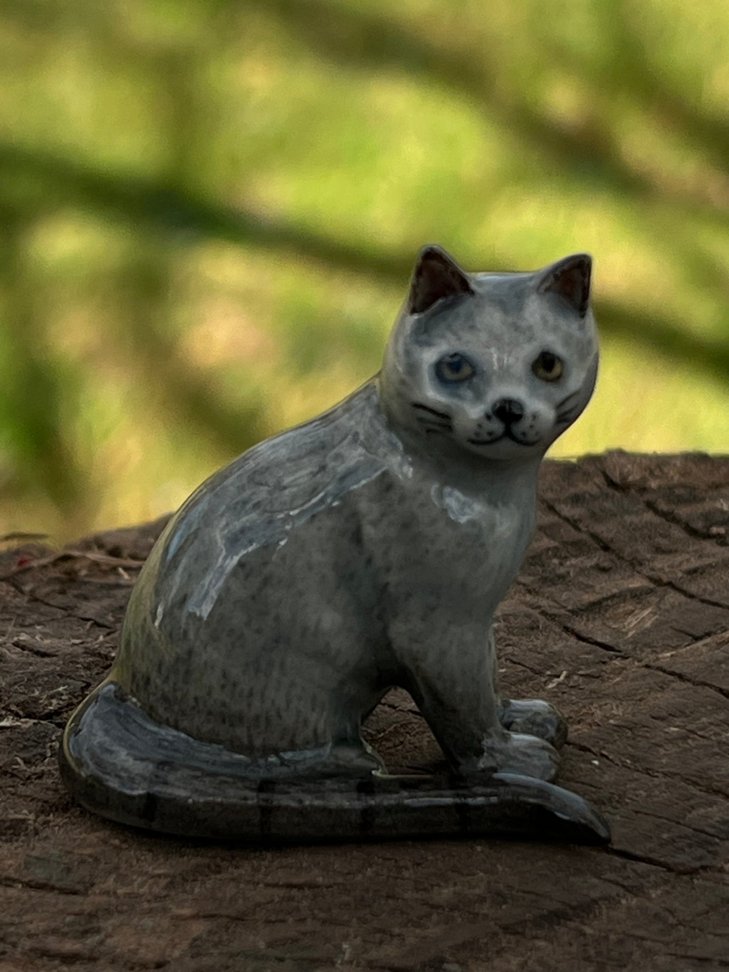 Miniature Porcelain Russian Blue Cat Figurine